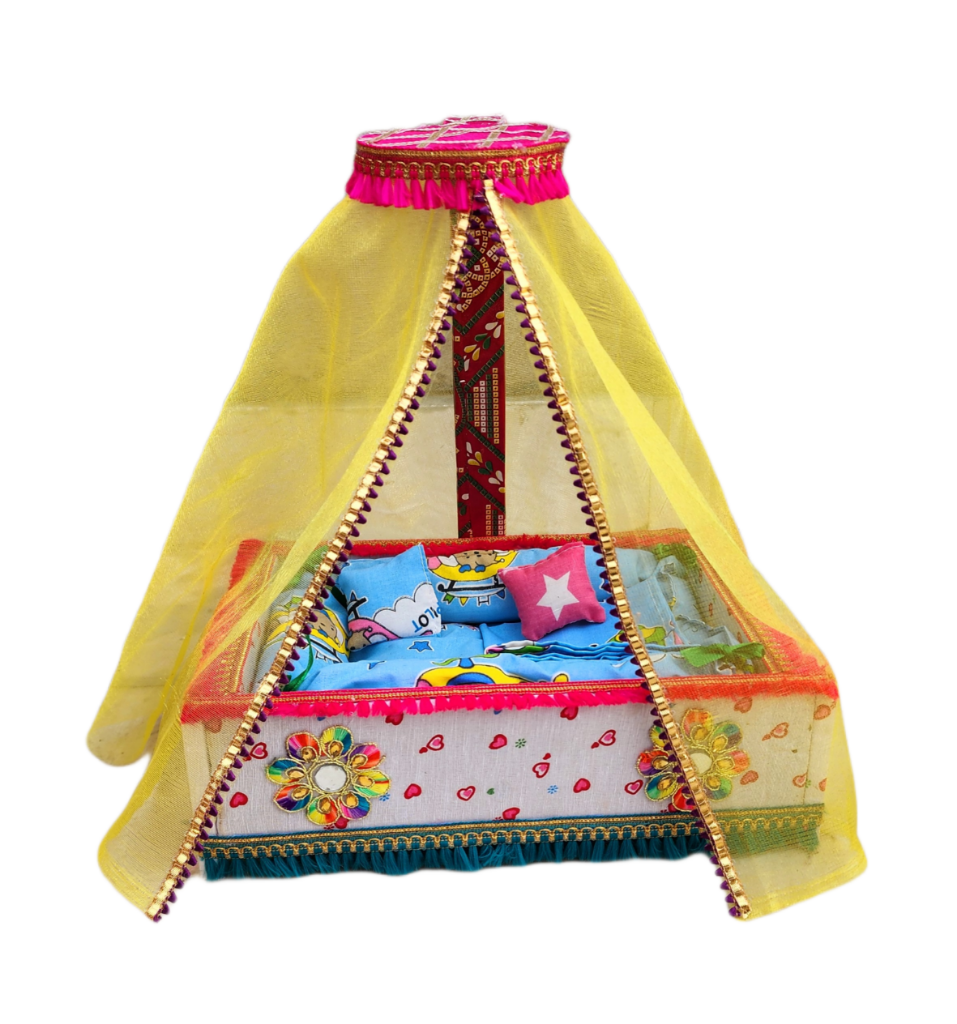 laddu gopal heavy wooden bed set for 0-6no. laddu gopal ji  [color may vary ]