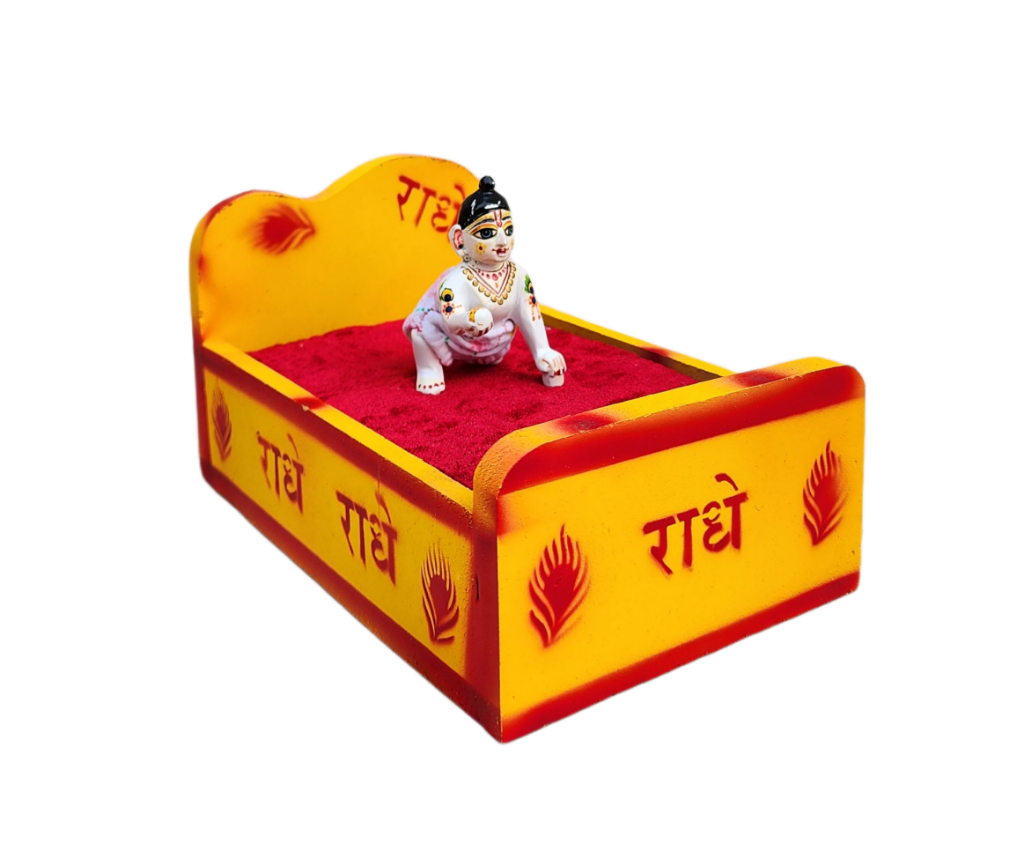 radhey radhey wooden bed for laddu gopal ji