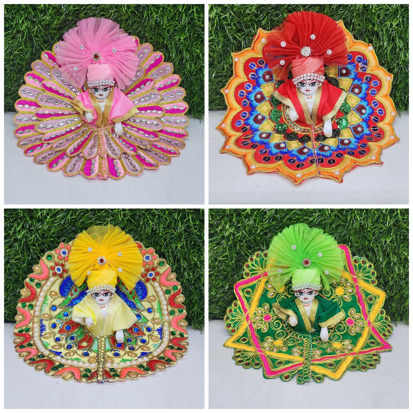 Laddu Gopal Embroidery Dress Combo Pack of 4 [Pagdi not included] (New designs)