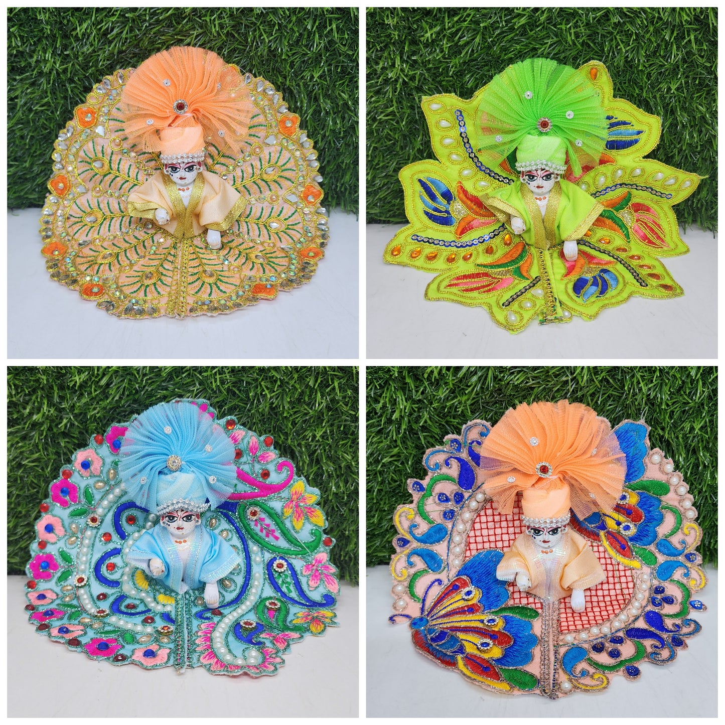 Laddu Gopal Embroidery Dress Combo Pack of 4 [Pagdi not included] (New designs)