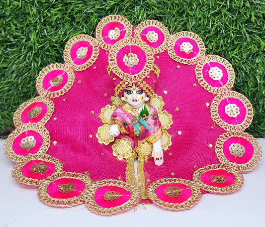 Dark pink flower patch dress with pagdi for laddu gopal ji