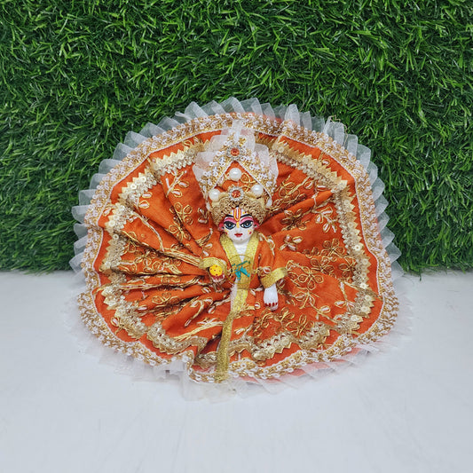 Cute orange white dress for laddu gopal ji