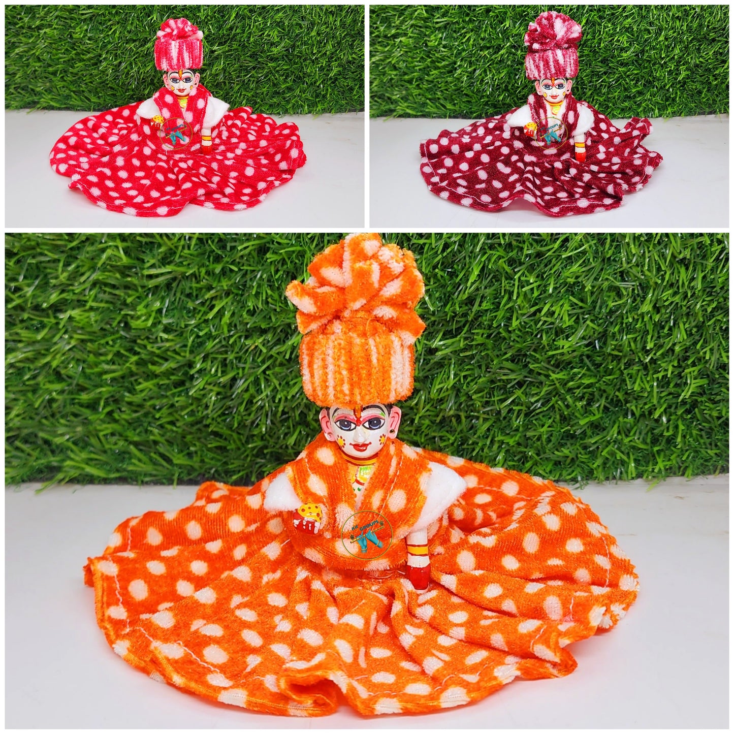 Laddu Gopal Winter Gher Dress Pack of 3 with pagdi [Random Color]
