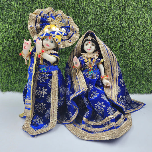 Royal blue winter dress for Radha Krishna