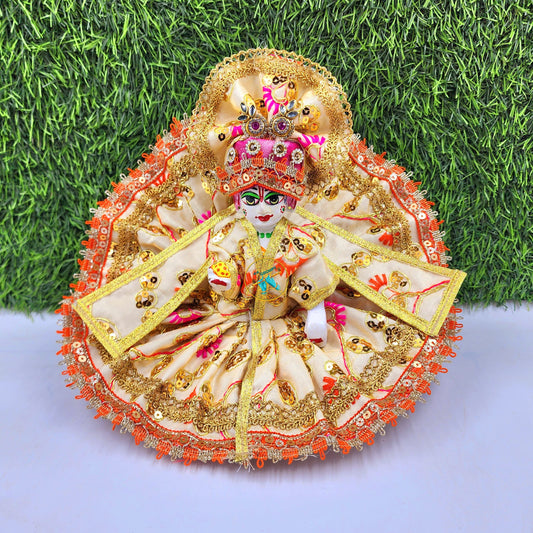 Laddu Gopal cream pink fancy dress