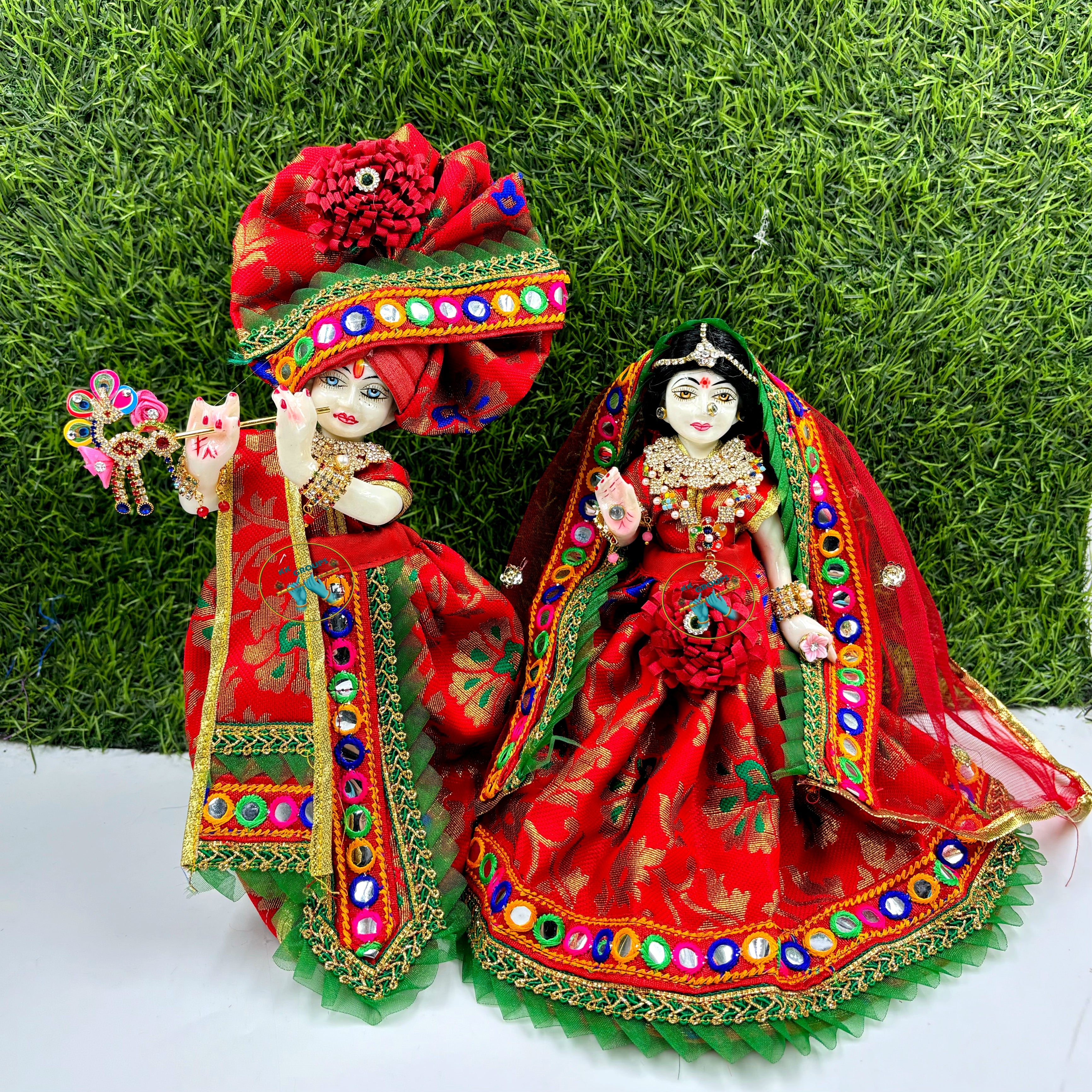 Red & White Dress for Radha Krishna – Madhav Store