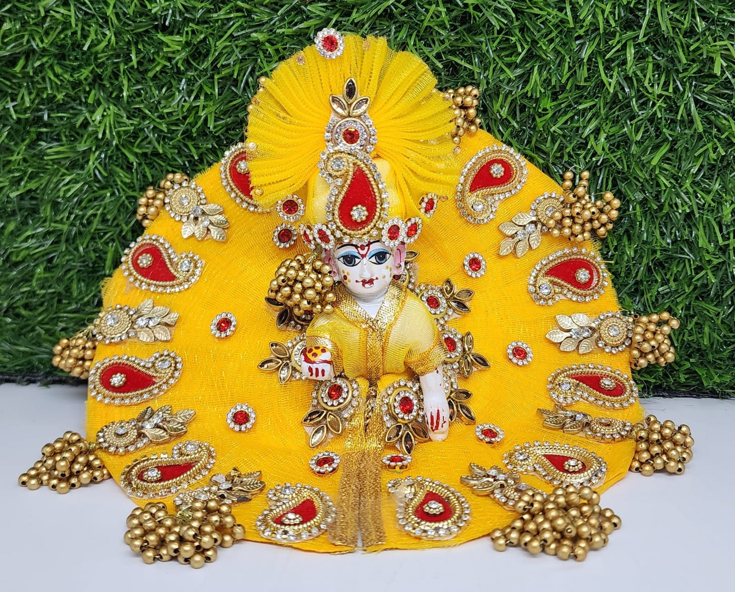 yellow dress heavy with pagdi for kanhaji , laddugopal ji