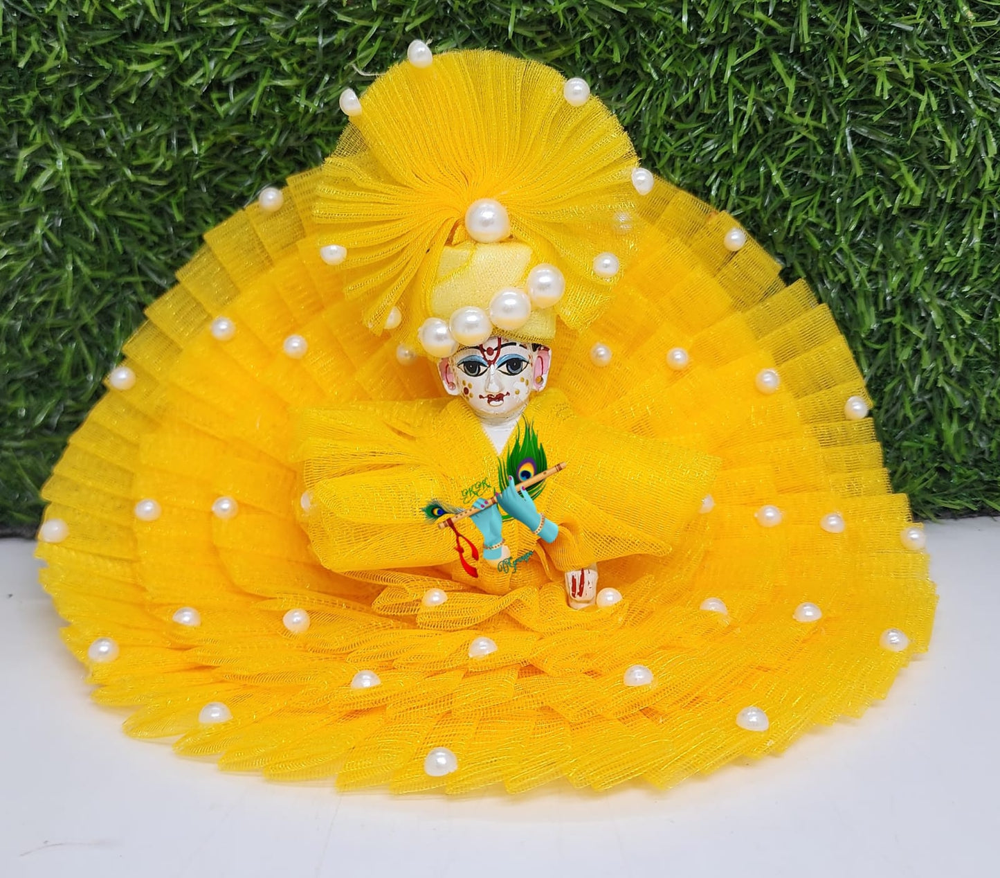 laddu gopal netfrill dresses with pagdi