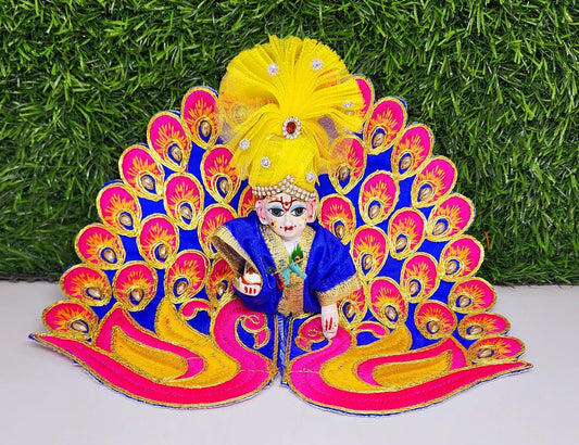 laddu gopal blue designer embroidery dress with pagdi for festival