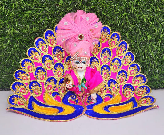 laddu gopal pink designer embroidery dress with pagdi for festival