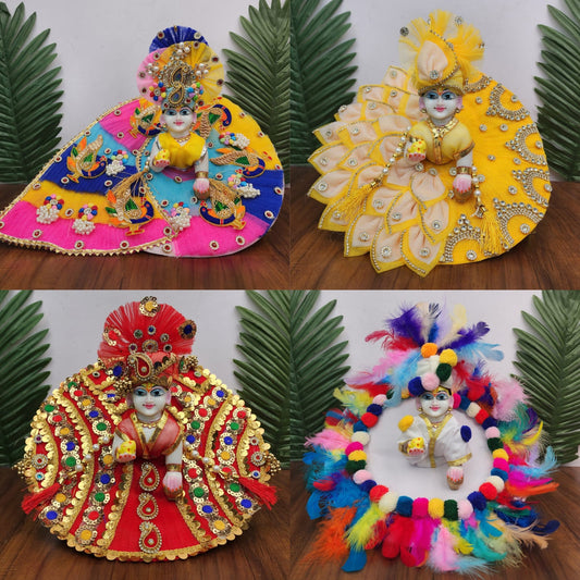 Beautiful heavy dresses combo for laddu gopal ji pack of 4