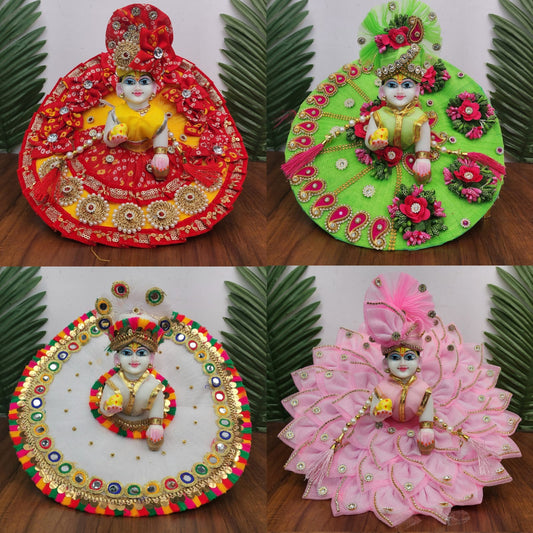 Beautiful heavy dresses combo for laddu gopal ji pack of 4