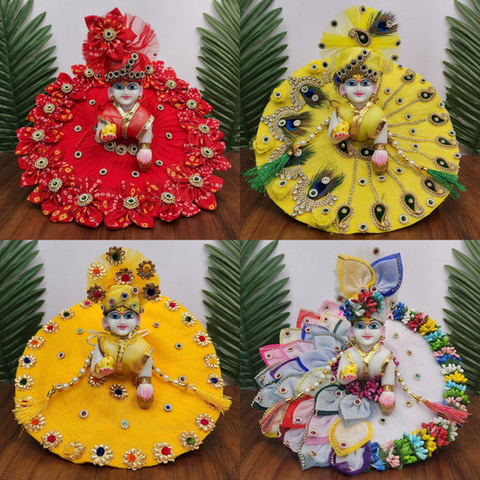 Beautiful heavy dresses combo for laddu gopal ji pack of 4