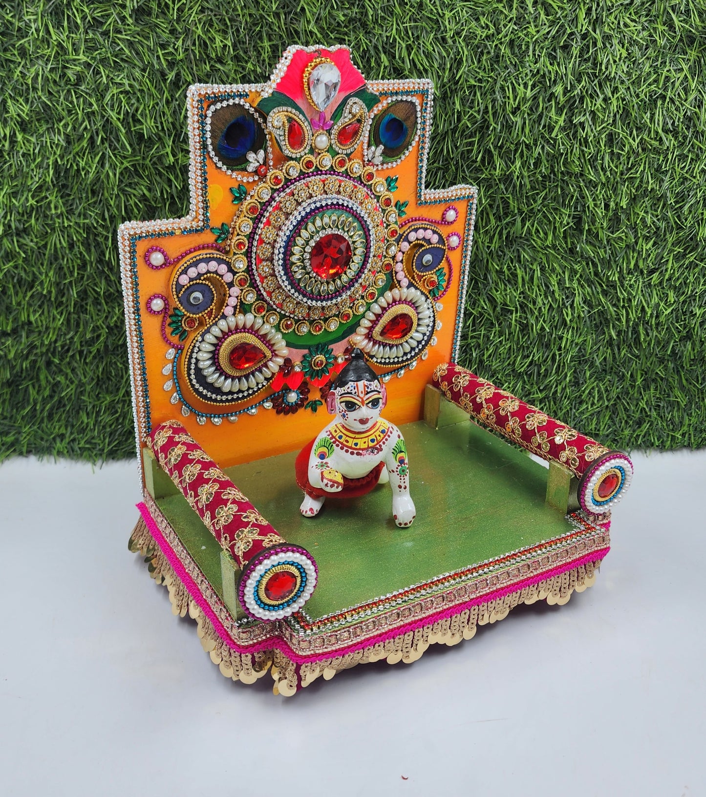 Fancy singhasan for laddu gopal ji , wooden material