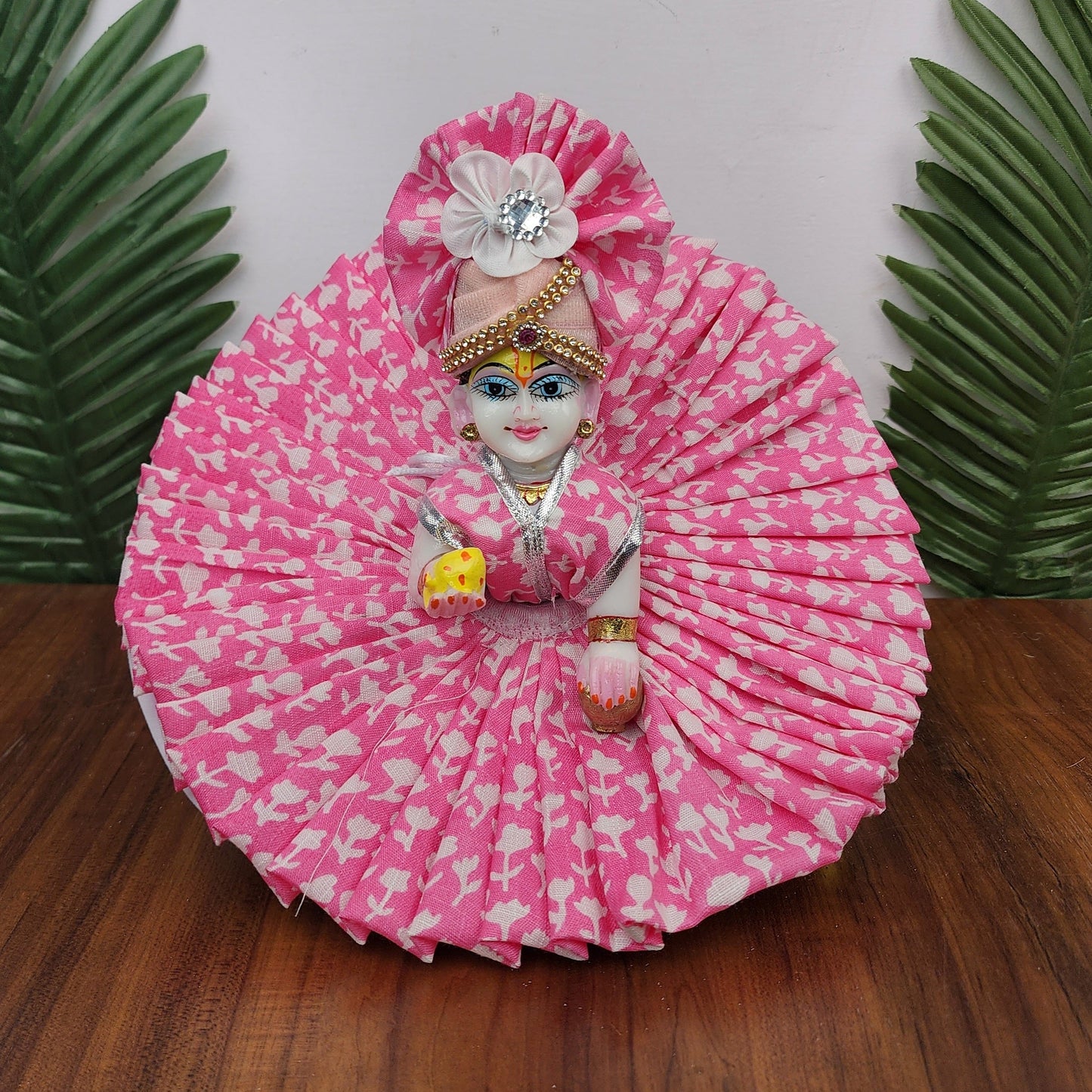 Pink white flower Premium Summer Dress for laddu gopal ji