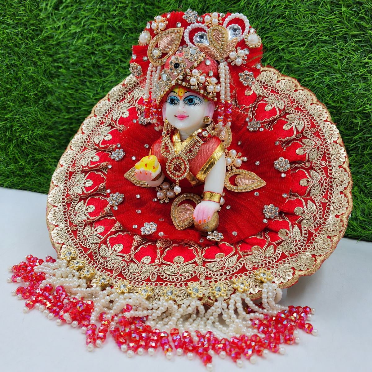 Red latkan heavy dress for laddu gopal ji