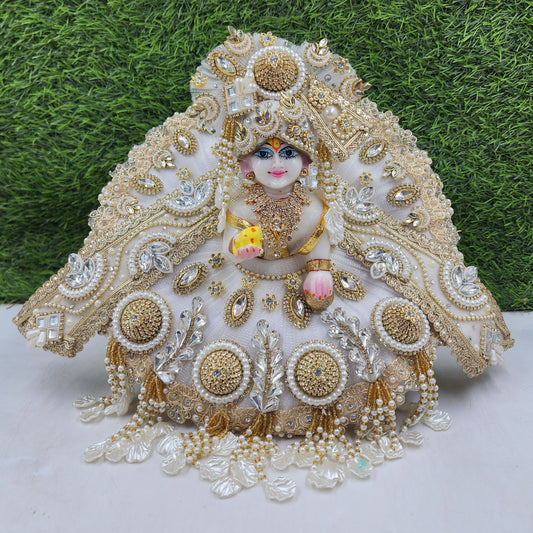 White Patka Sharad Purnima Special full heavy dress for laddu gopal ji