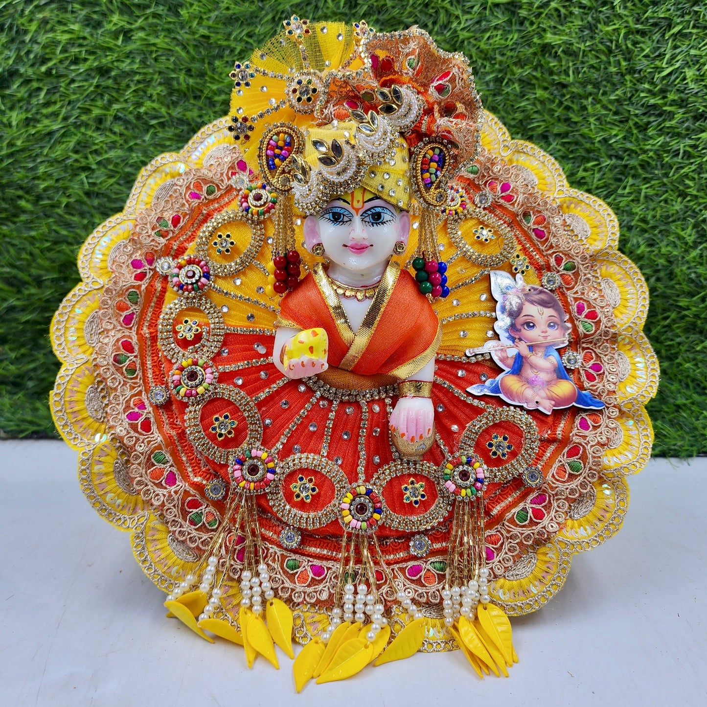 Janmashtami Special Orange Yellow heavy dress for laddu gopal ji