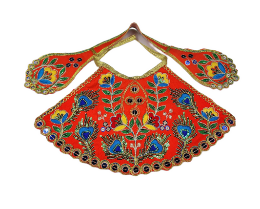 Beautiful orange Embroidery Dress for Mata rani.