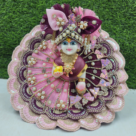 Janmashtami Special Baby pink -Wine heavy dress for laddu gopal ji