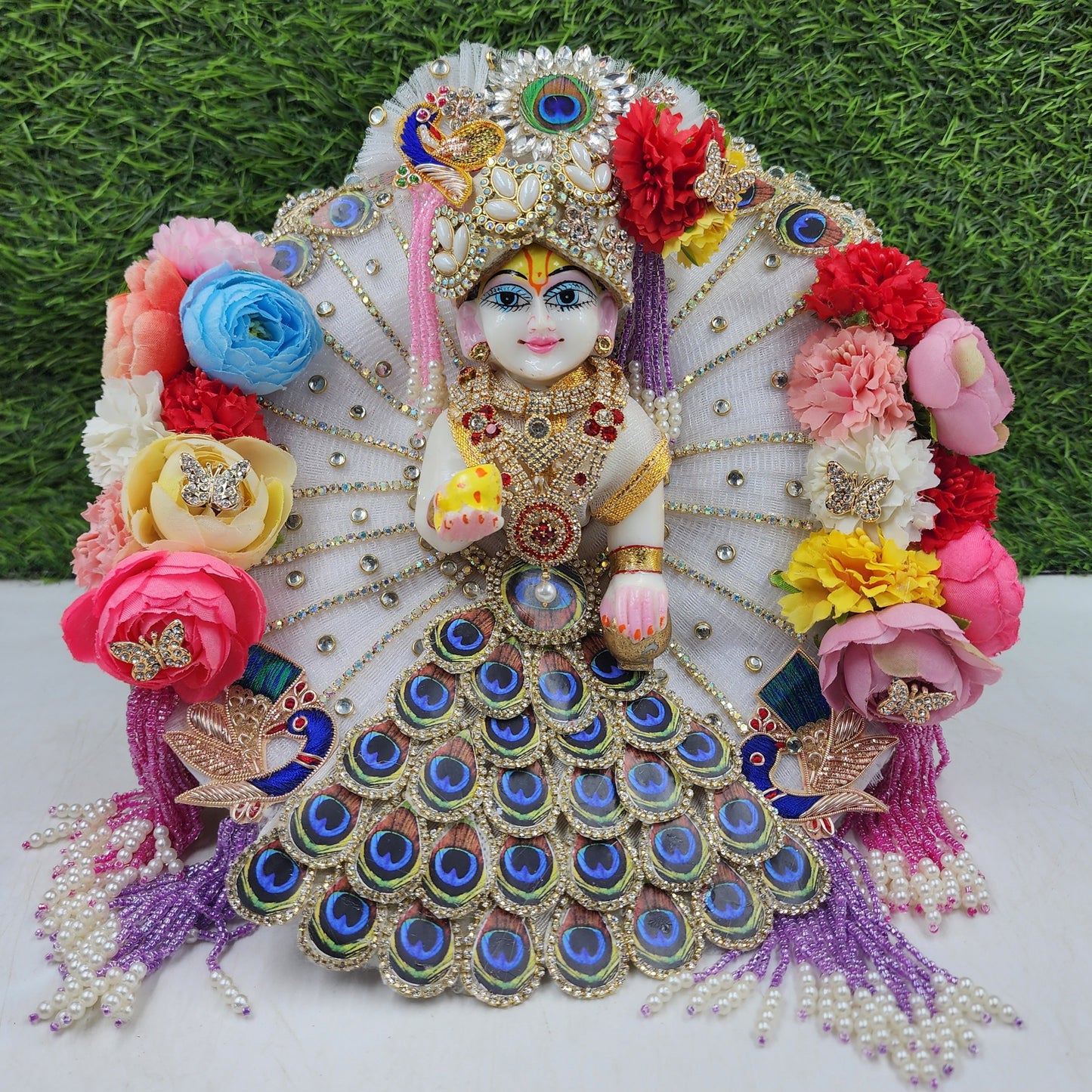 Janmashtami Special White Multi heavy dress for laddu gopal ji