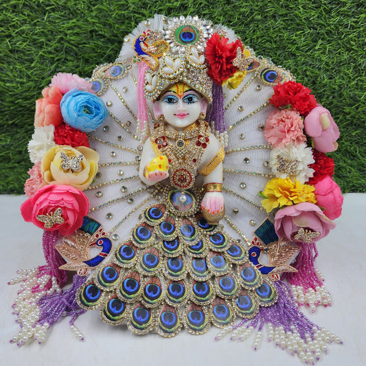 Janmashtami Special White Multi heavy dress for laddu gopal ji