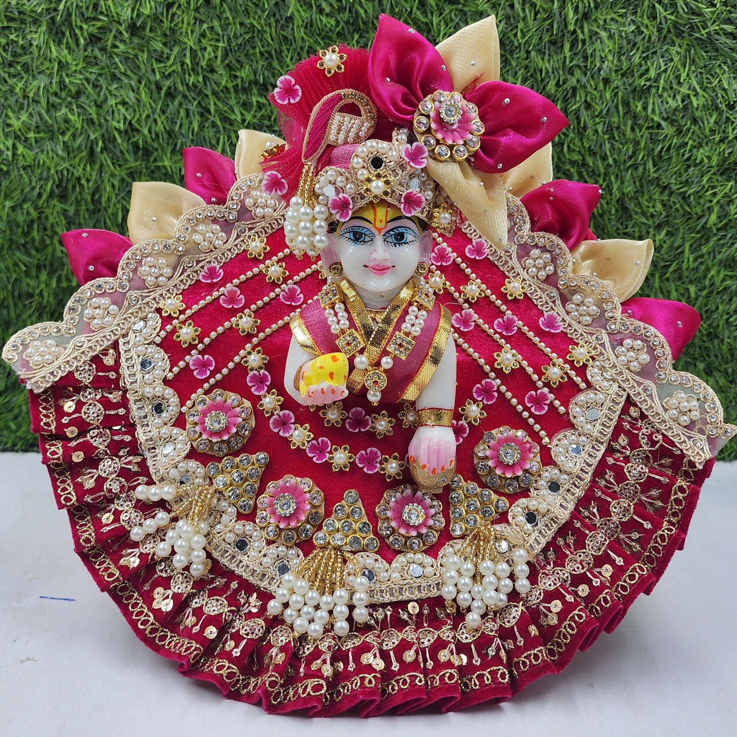 Rani heavy lace dress for laddu gopal ji – KKGROUPS