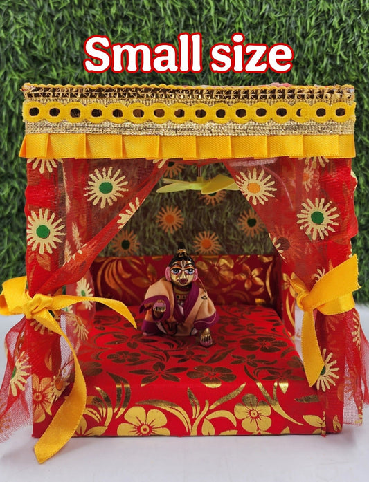 Laddu Gopal Cool Comfort Bed With Fan And Light [ box packing ] RED COLOUR