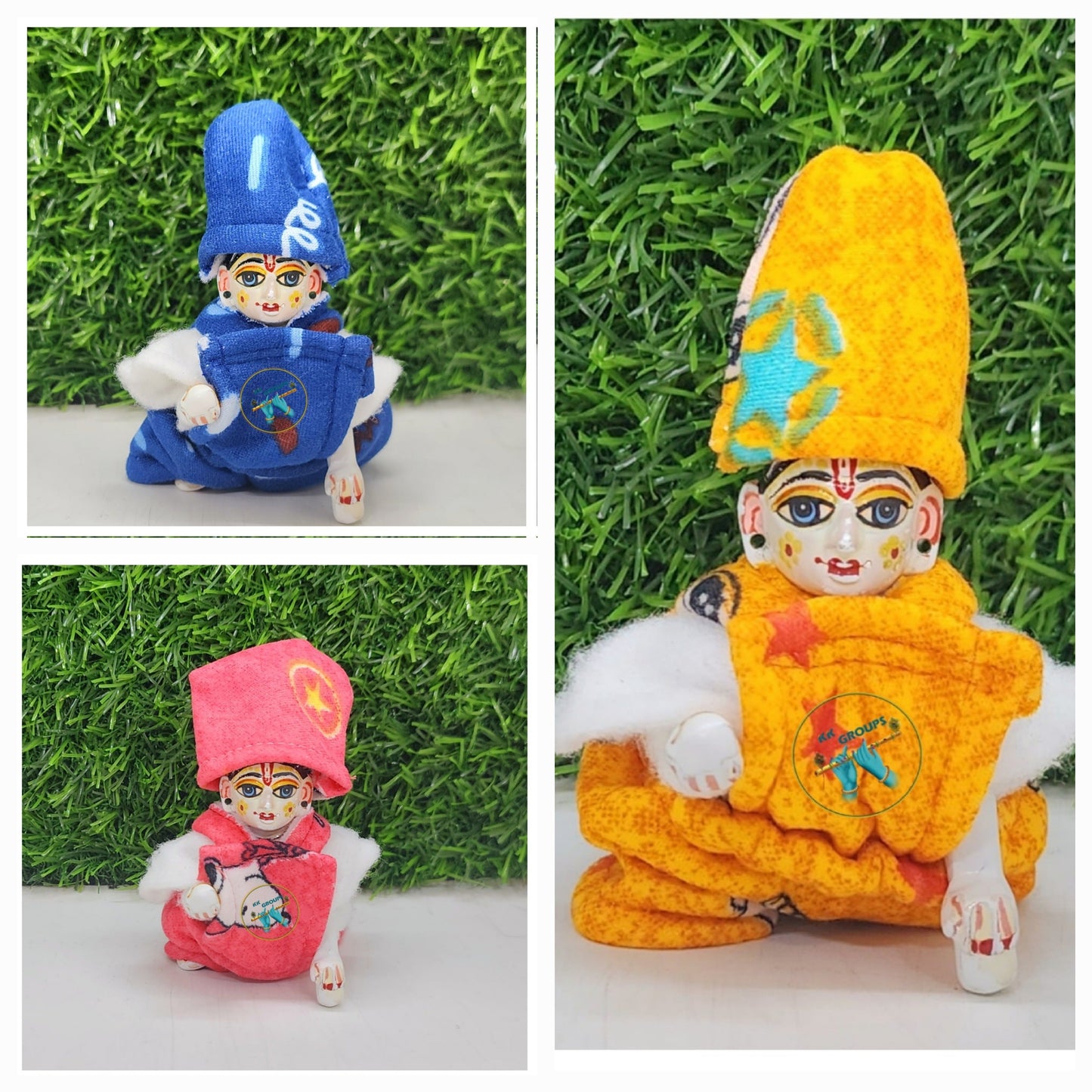 Laddu Gopal Nutan Bib Suit Pack of 3 [Random Color]