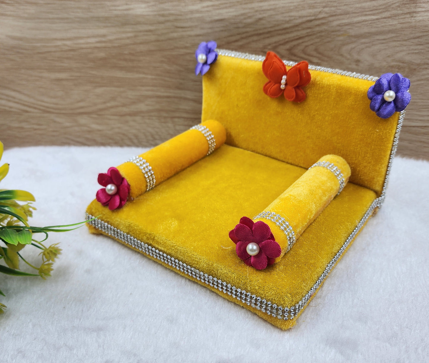 Beautiful singhasan for laddu gopal ji colour [ yellow  ]