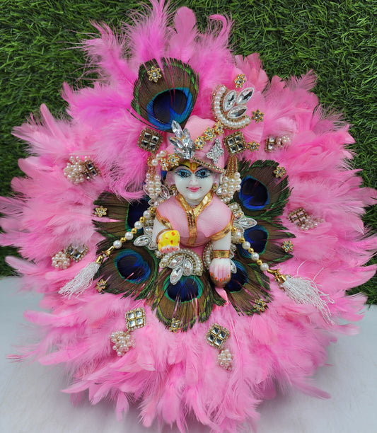 *Janmashtmi special* Baby pink morpankh full heavy dress for laddu gopal ji