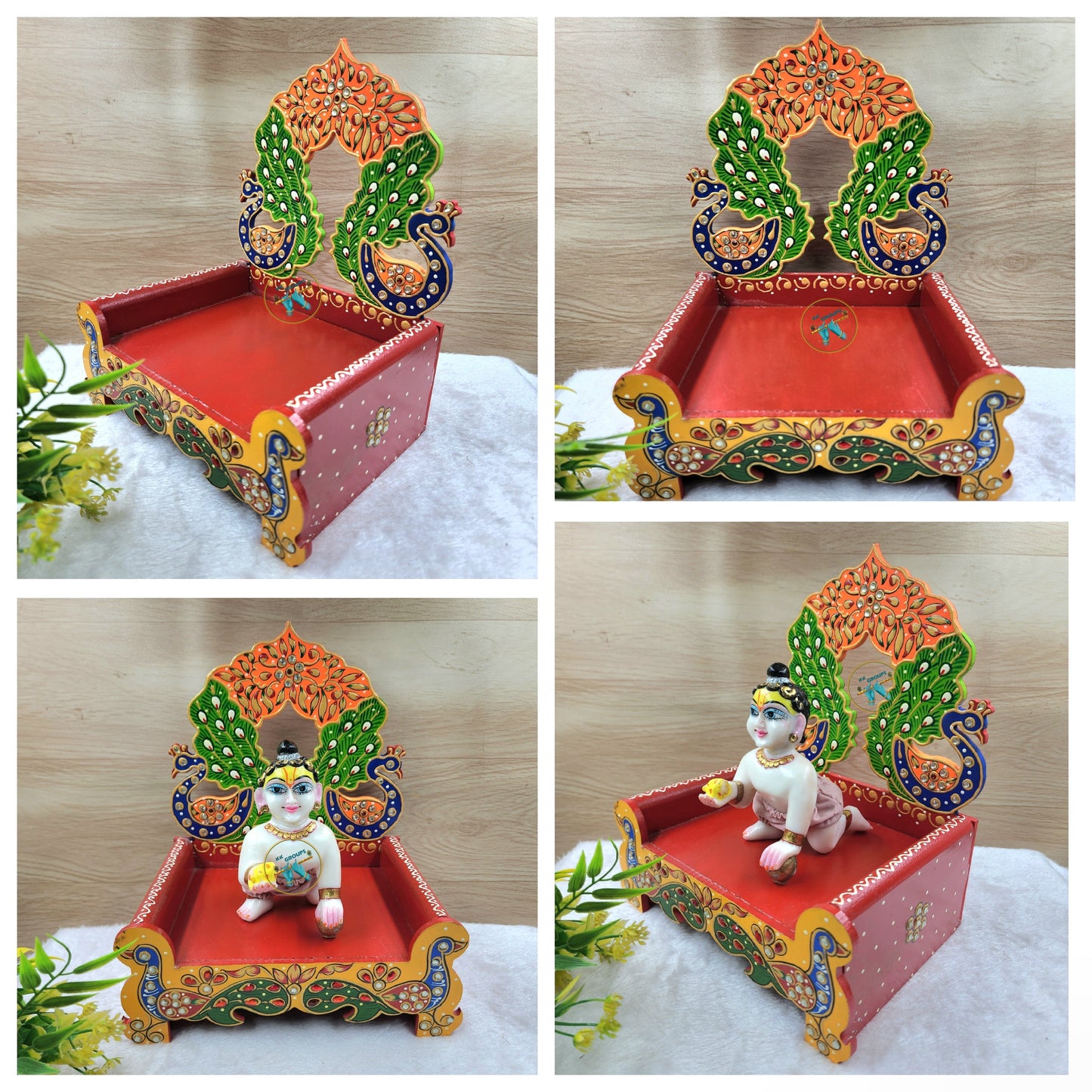 fancy singhasan for laddu gopal ji , wooden material for janmashtami Special.