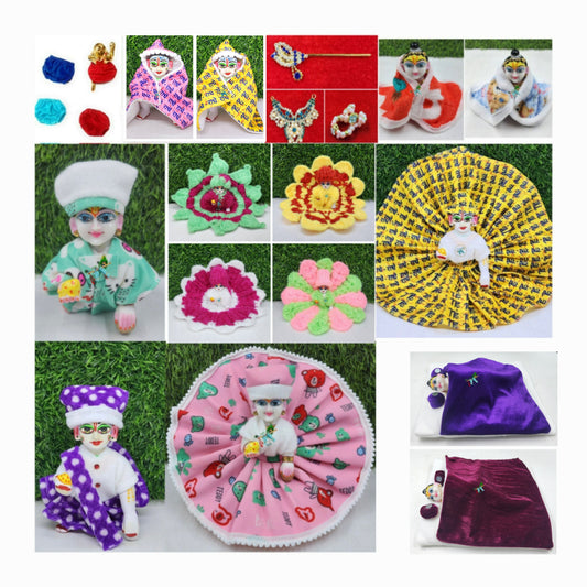 Laddu Gopal Ji 20 Pcs Winter Mega Combo |[ Random color and prints] – Complete Winter Wardrobe