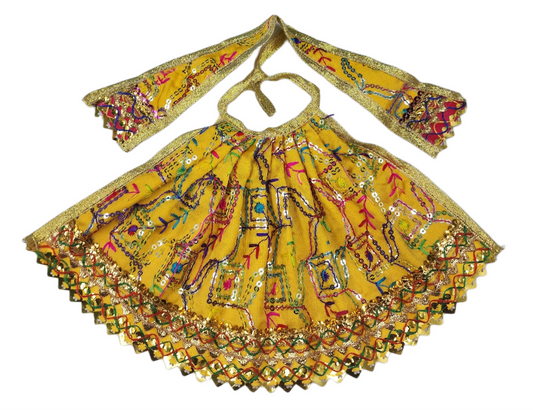 Beautiful readymade yellow dress for mata rani
