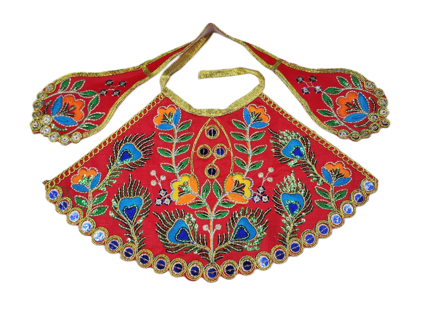 Beautiful Red Embroidery Dress for Mata rani.