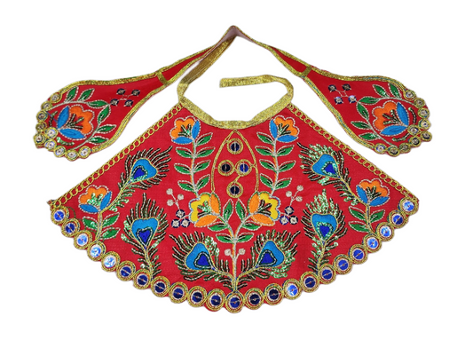 Beautiful Red Embroidery Dress for Mata rani.