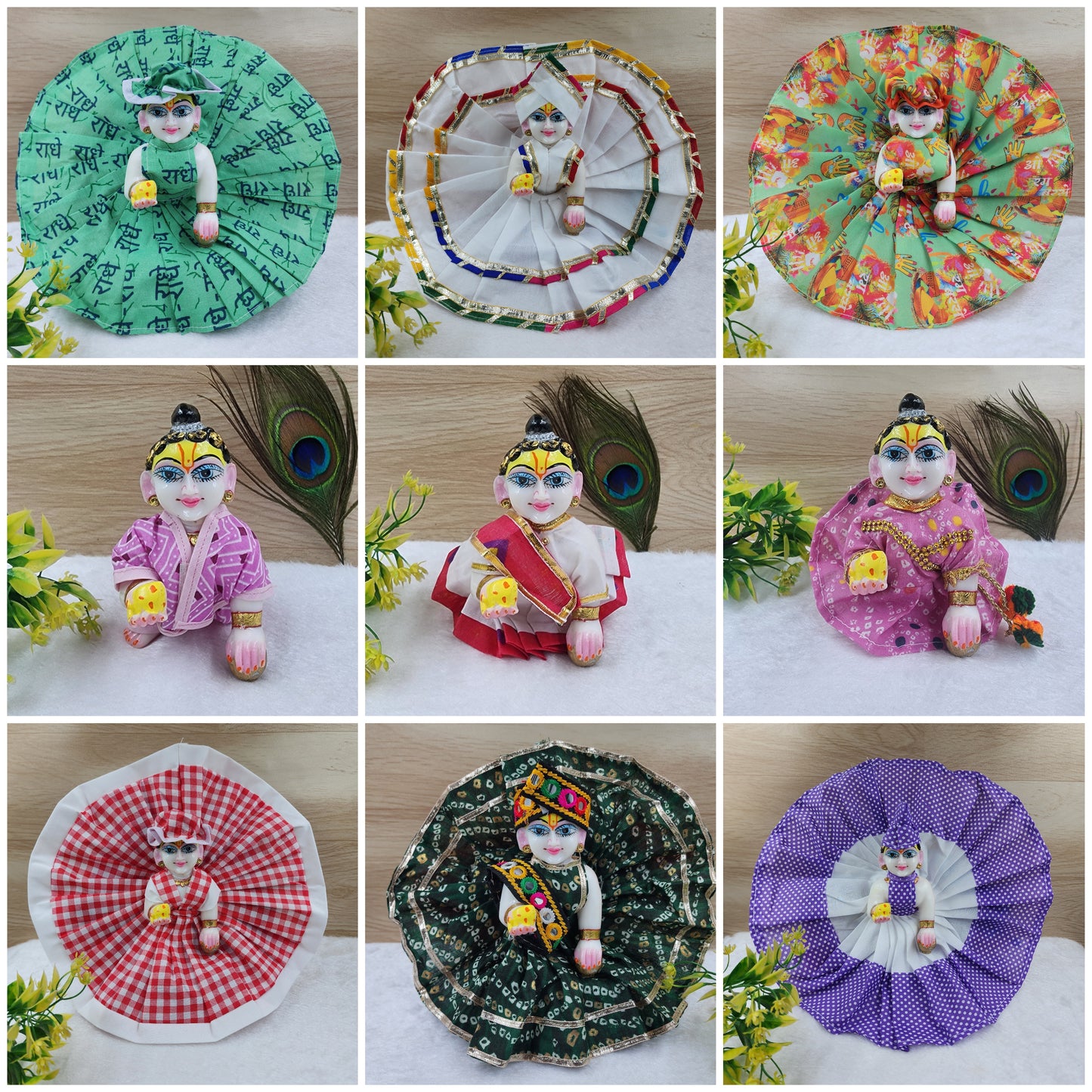 Summer Special Combo Pack of 9 Unique Dresses for laddu gopal ji [Random Print and Color]