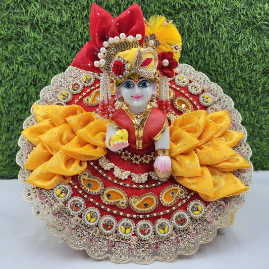 Red yellow Patti heavy dress for laddu gopal ji