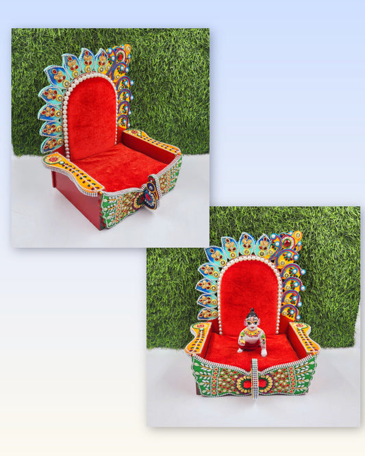 Beautiful janmasthmi special Pushpak singhasan for laddu gopal ji , wooden material