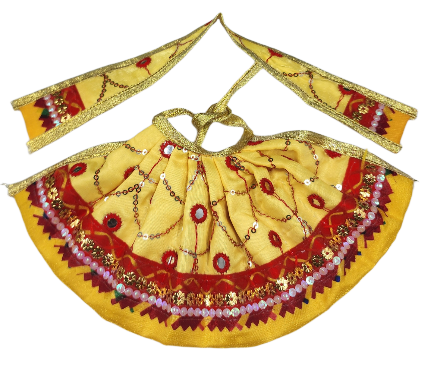 Beautiful readymade yellow dress for mata rani
