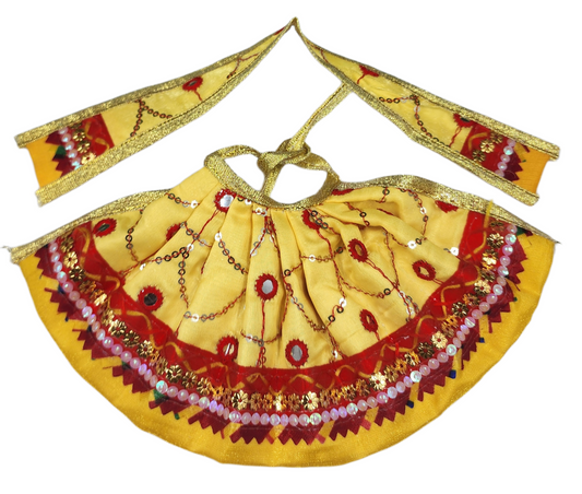 Beautiful readymade yellow dress for mata rani