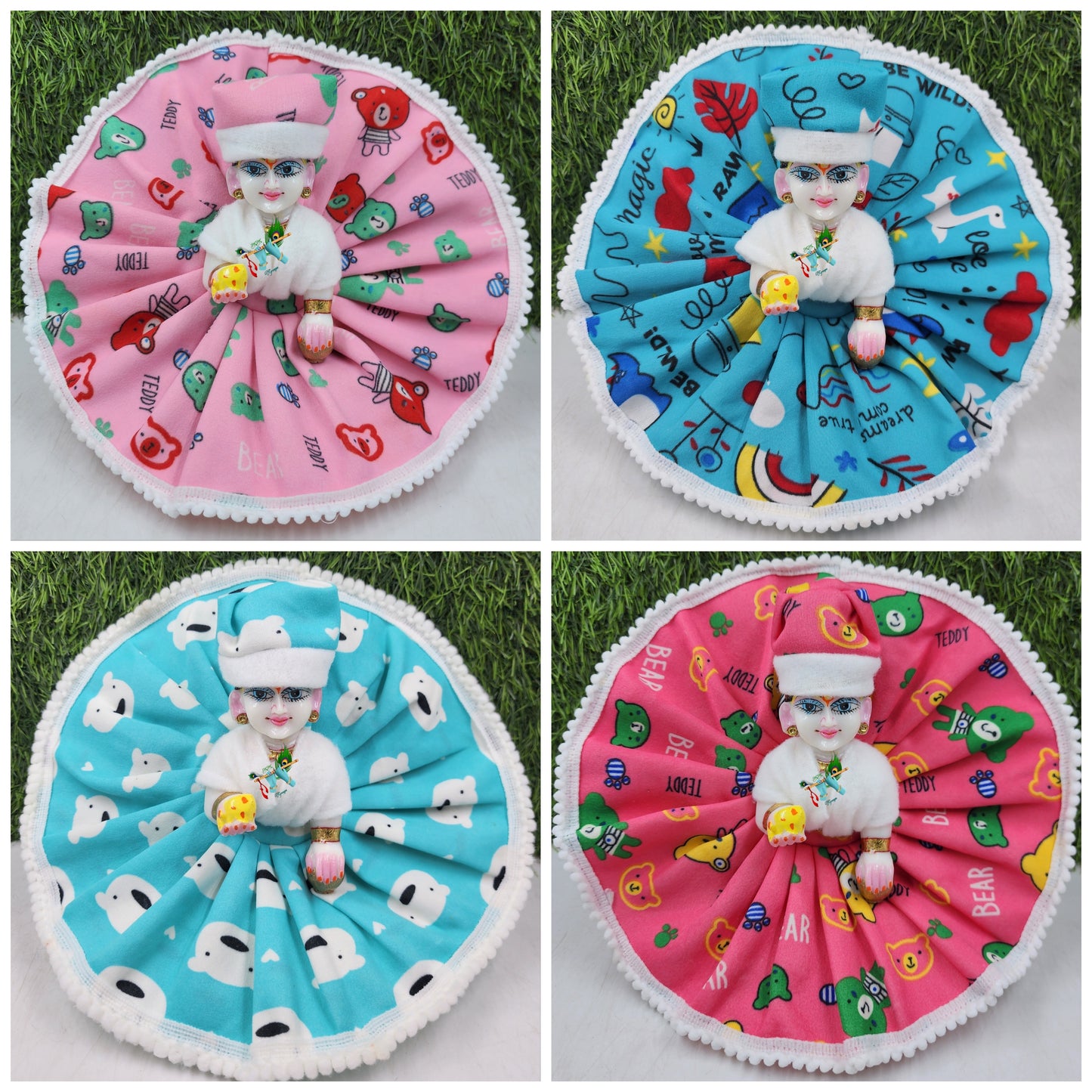 Teddy print winter Special nutan gher dress pack of 4. Random Colors and prints