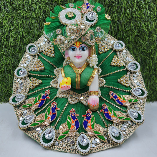 Dark green with mor heavy dress for laddu gopal ji