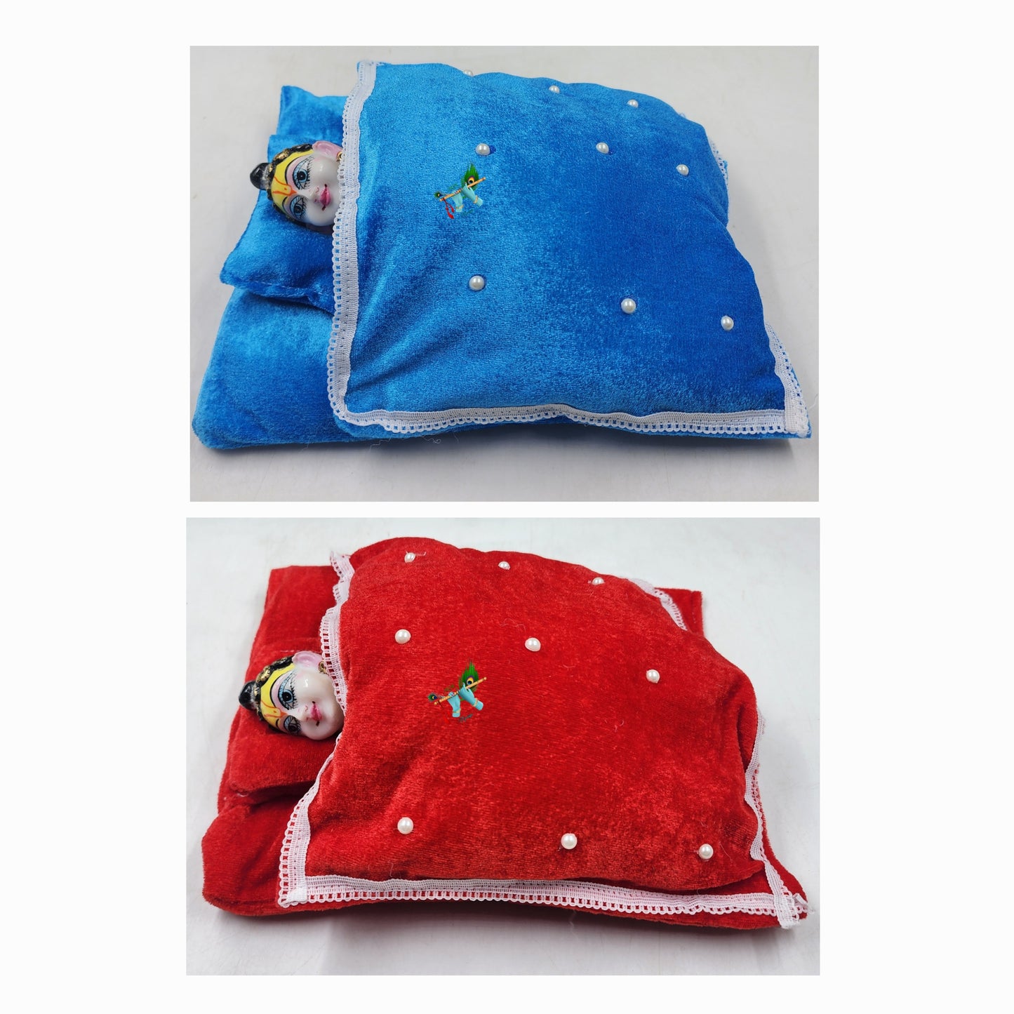 Plain shneel bister for laddu gopal ji  pack of 2 size [ 0-6] Random colours.