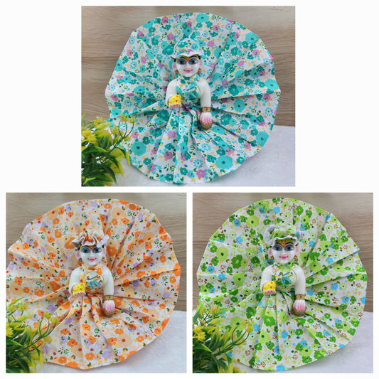 Flower prints  cotton dress (pack of 3) for laddu gopal ji Random colour and prints