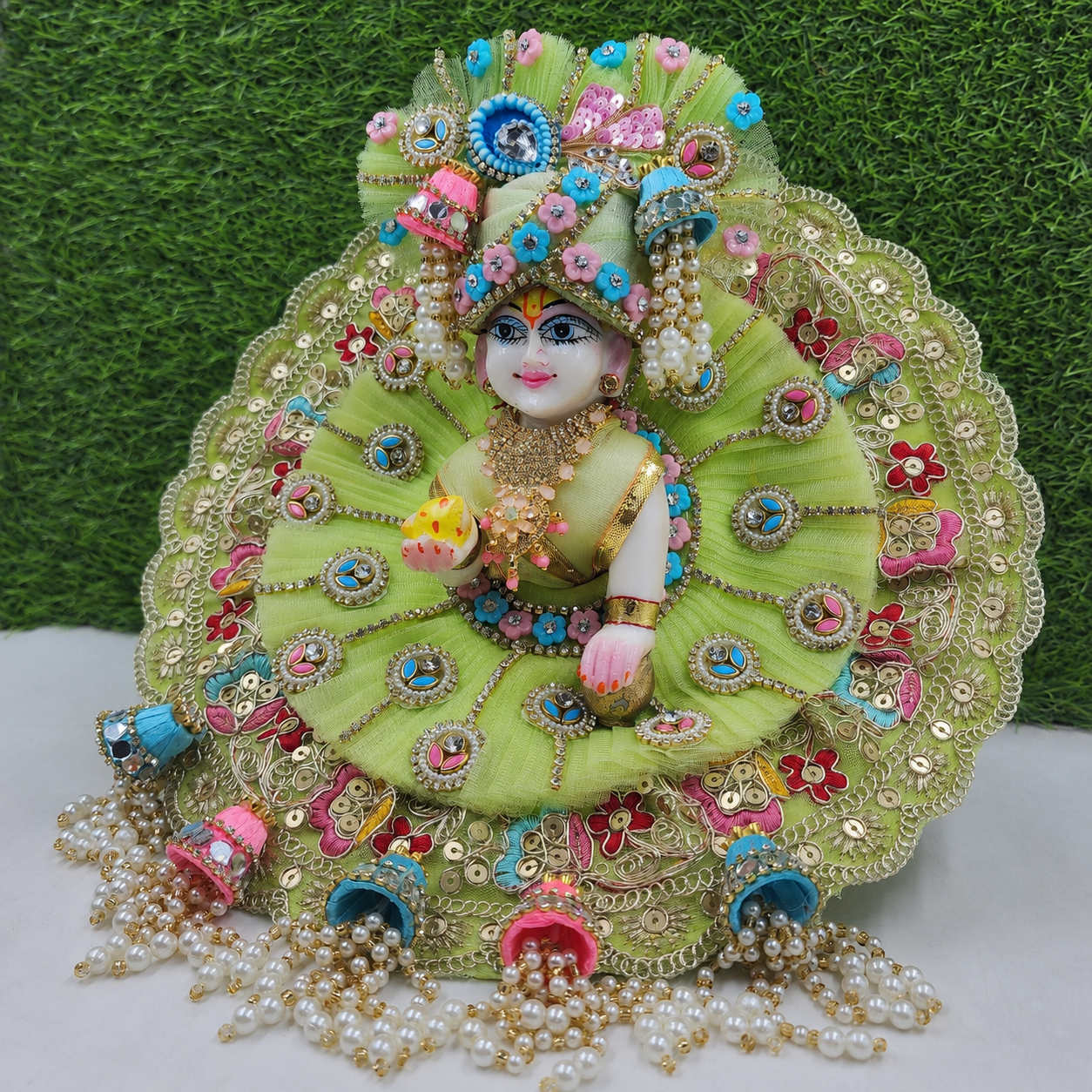 Janmashtami Special Pastel Pista multi heavy dress for laddu gopal ji