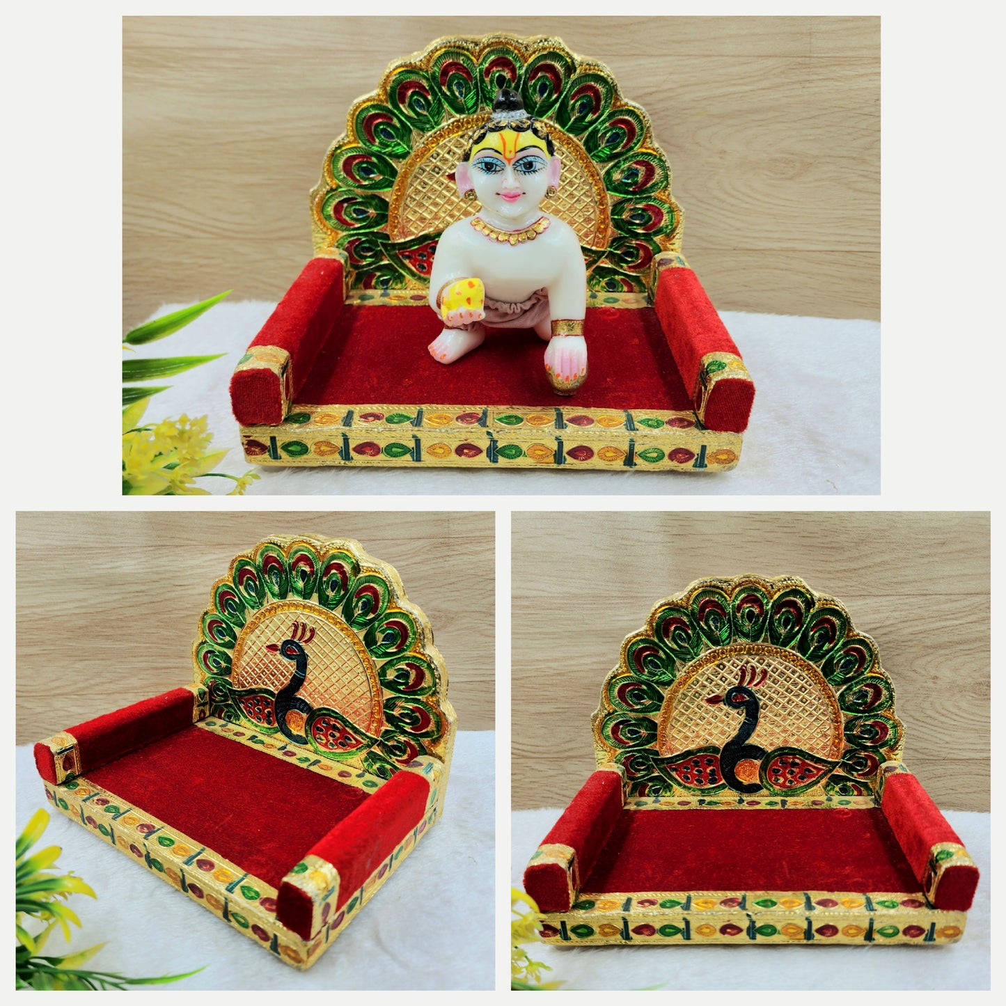 Beautiful wooden singhasan for laddu gopal ji