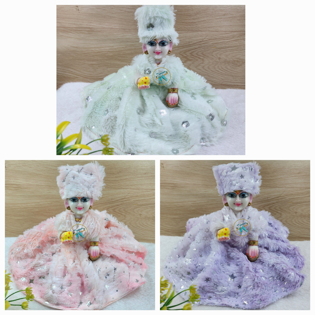 Winter Chamki Dress Pack of 3  ( Random  color and print )