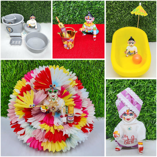 Complete Holi Celebration Set for Laddu Gopal Ji – Full-Day Festive Combo Random colours and Designs