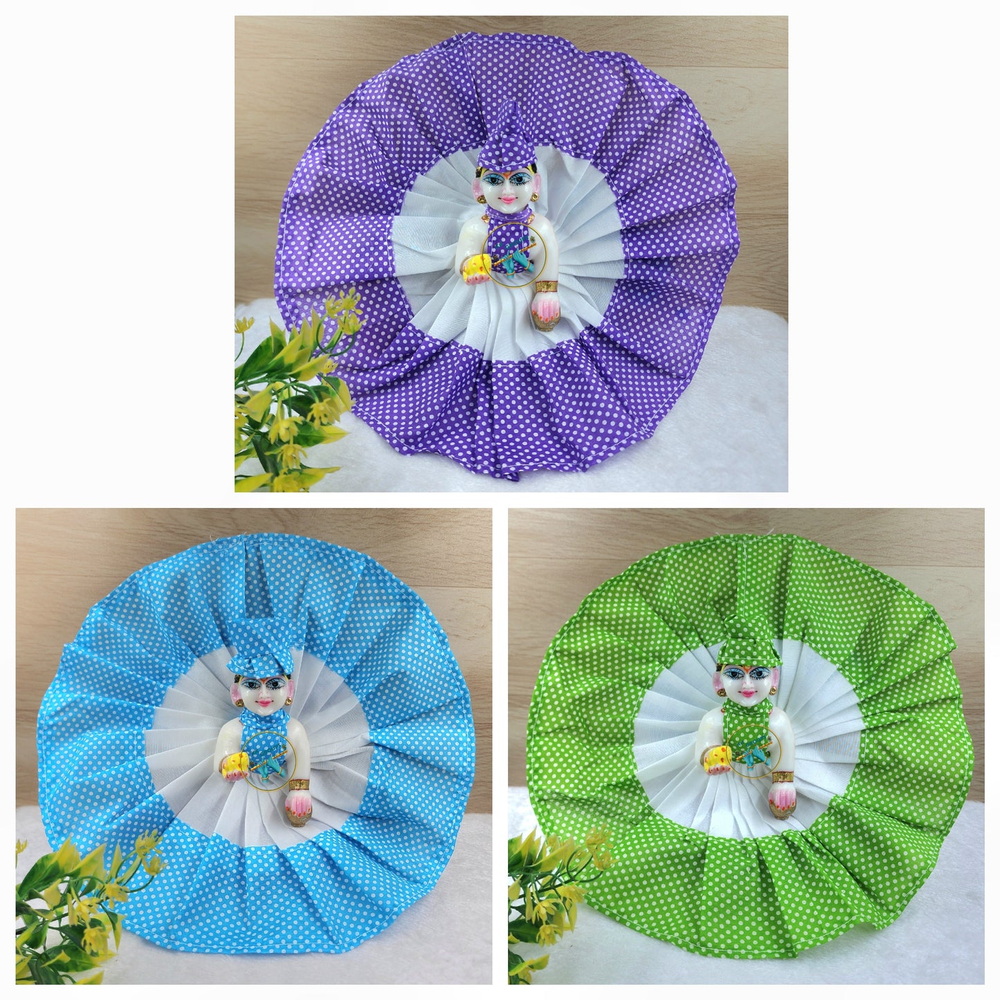 Summer Special  Dots print colourful bodar  dress pack of 3 [random colours].size [ 0-6 ]